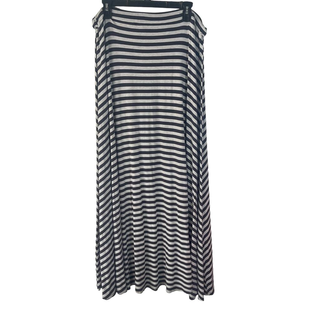 Victoria's Secret Womens M Viscose White Gray Striped Maxi Skirt Coastal Cowgirl